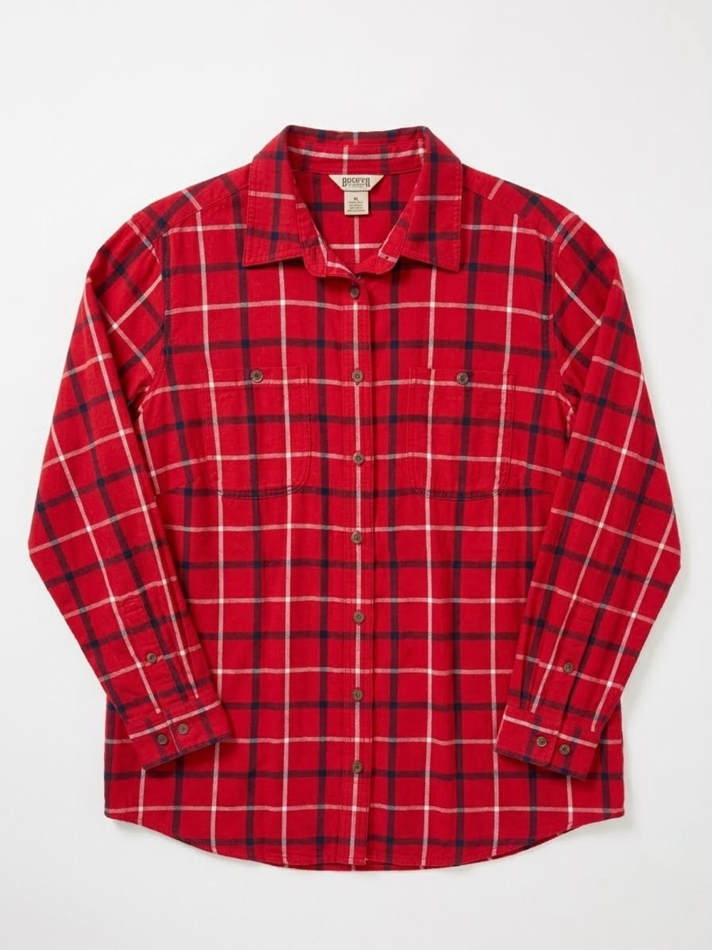 Duluth Free Swingin Flannel Shirt 1X Red Plaid Gorpcore Cabincore Woodsy Cozy